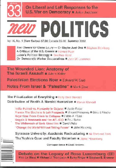 [New Politics No. 33 Cover]